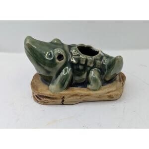 Vintage Mini Ceramic Alligator Crocodile Planter Bud Vase 3.75" X 2" McCoy 1970